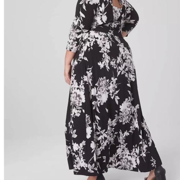 Lane Bryant sz 22/24. Boho black floral. Open back, side slit. Mock neck - Picture 2 of 14